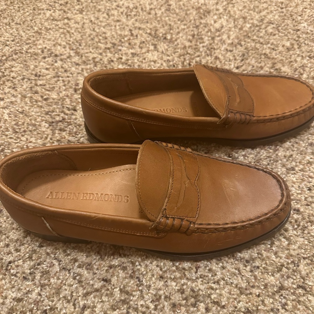 Allen Edmonds Newman Penny Loafers Size 9D in Pecan - Picture 2 of 6